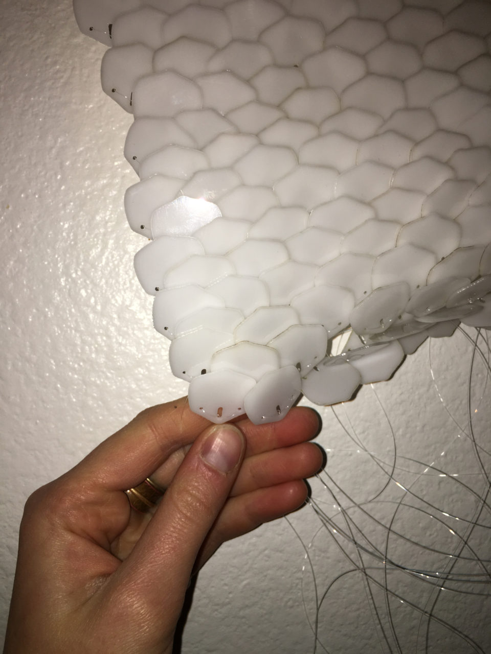 Weaving fish scale "fabric"